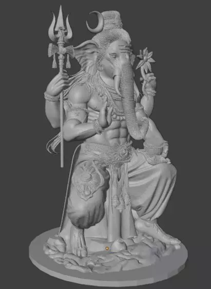 Warrior Ganesha Powerful Multi Armed Hindu God 3D print model_5