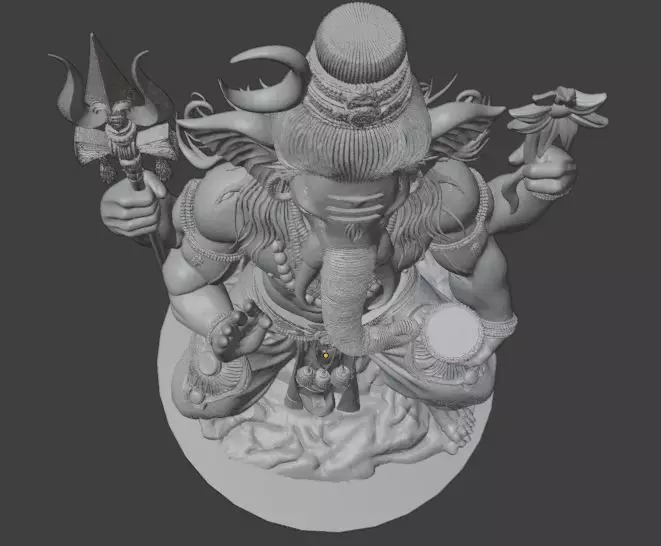 Warrior Ganesha Powerful Multi Armed Hindu God 3D print model_6