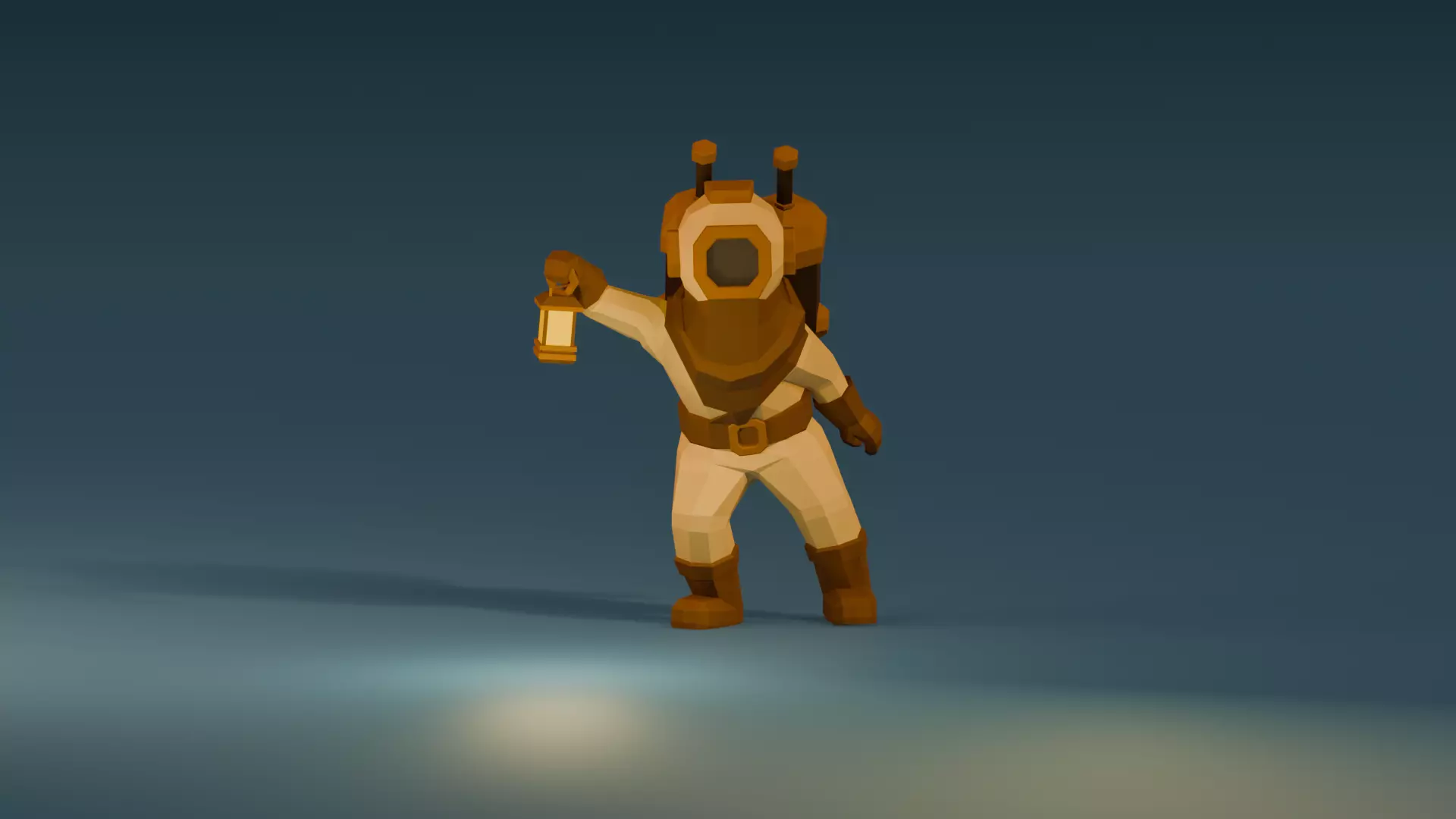 RIGGED and ANIM VERSION LOW-POLY DIVER Low-poly 3D model_3