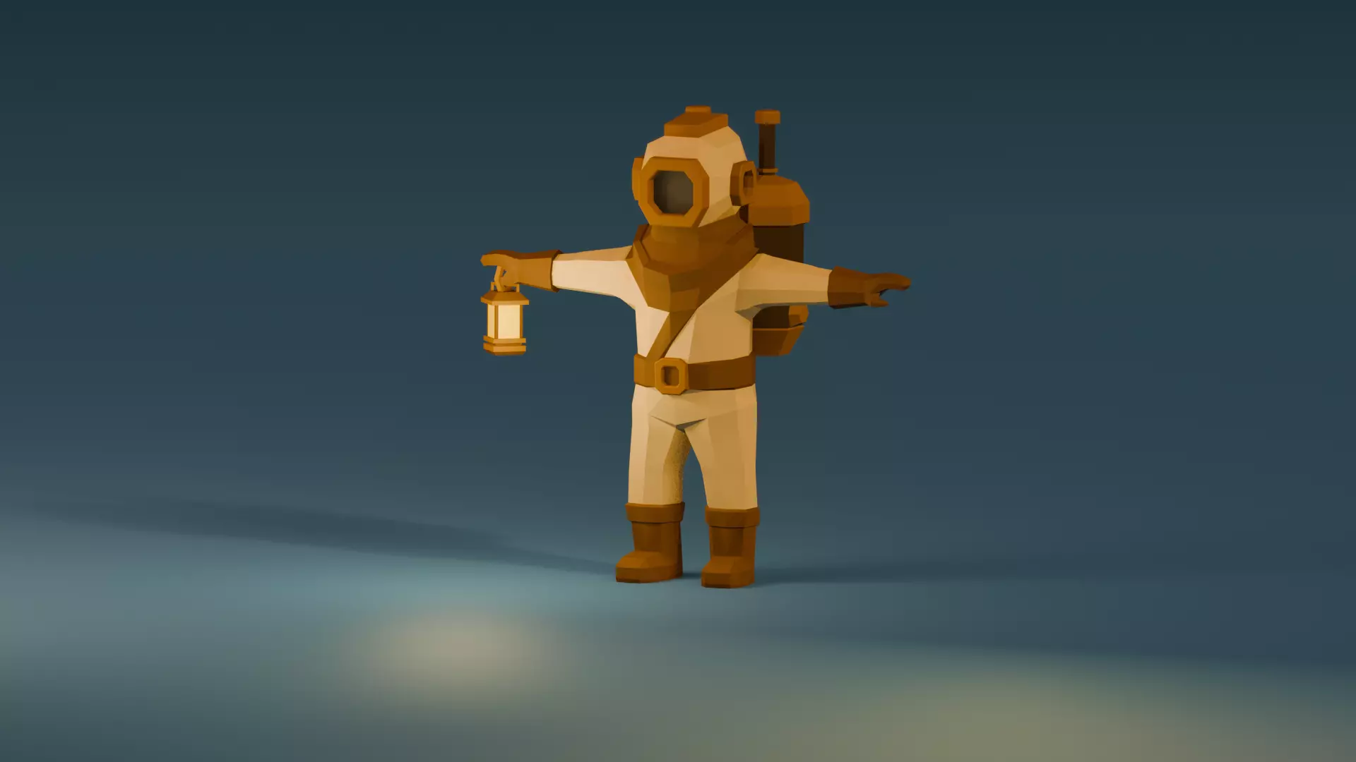 RIGGED and ANIM VERSION LOW-POLY DIVER Low-poly 3D model_7
