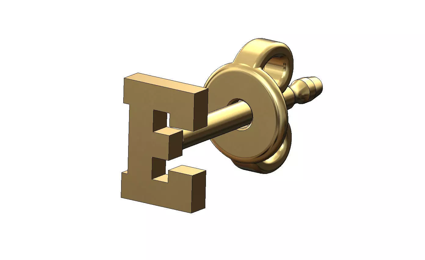 E letter varsity font stud earring 3D print model