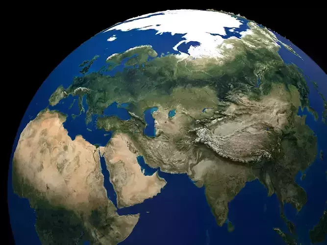 earth with color map of high polygons 3D print model