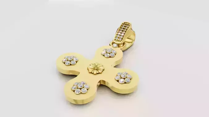 floral diamond pendant 3D printable model 