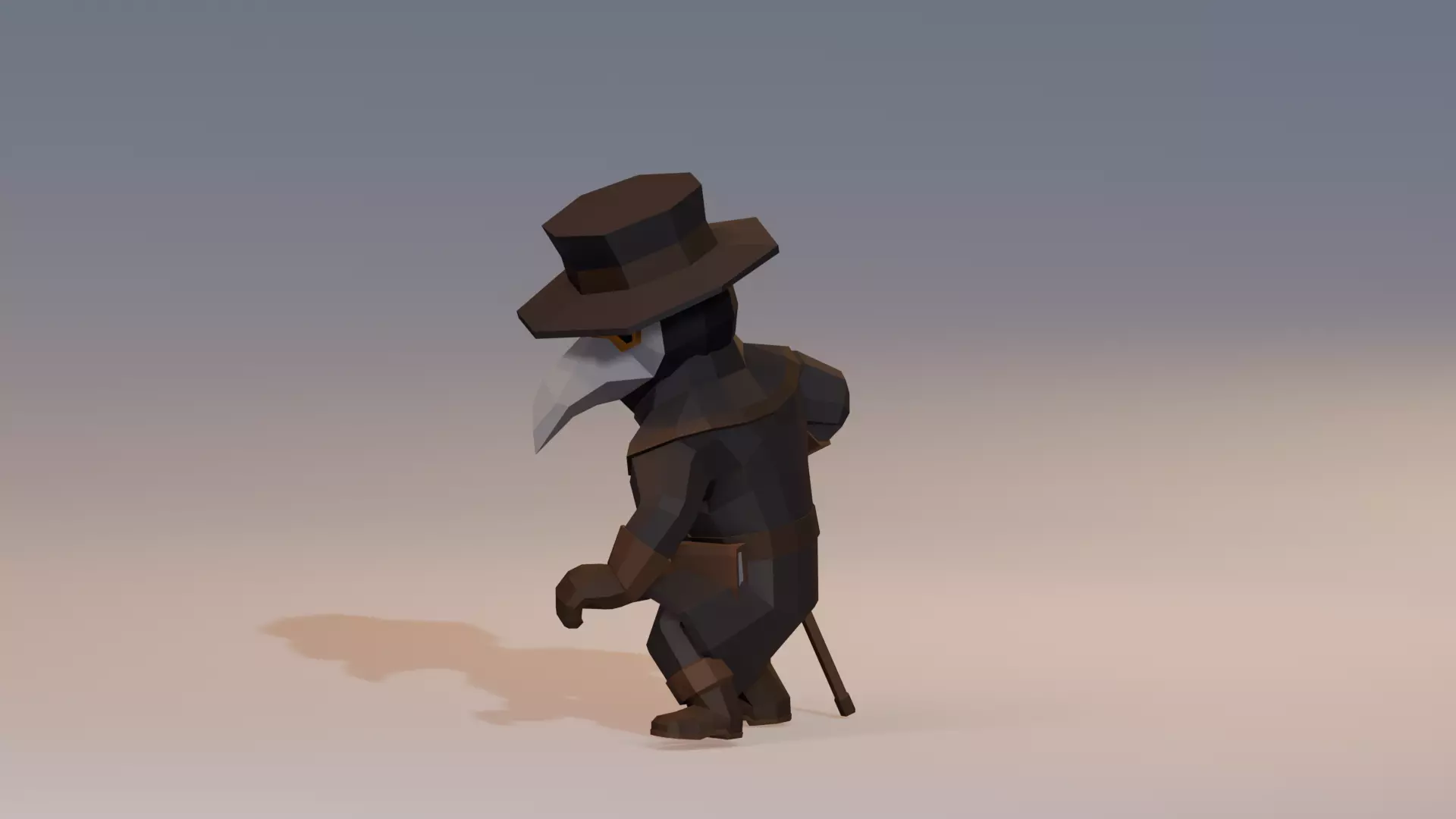 RIGGED and ANIM VERSION LOW-POLY PLAGUE DOCTOR Low-poly 3D model_7