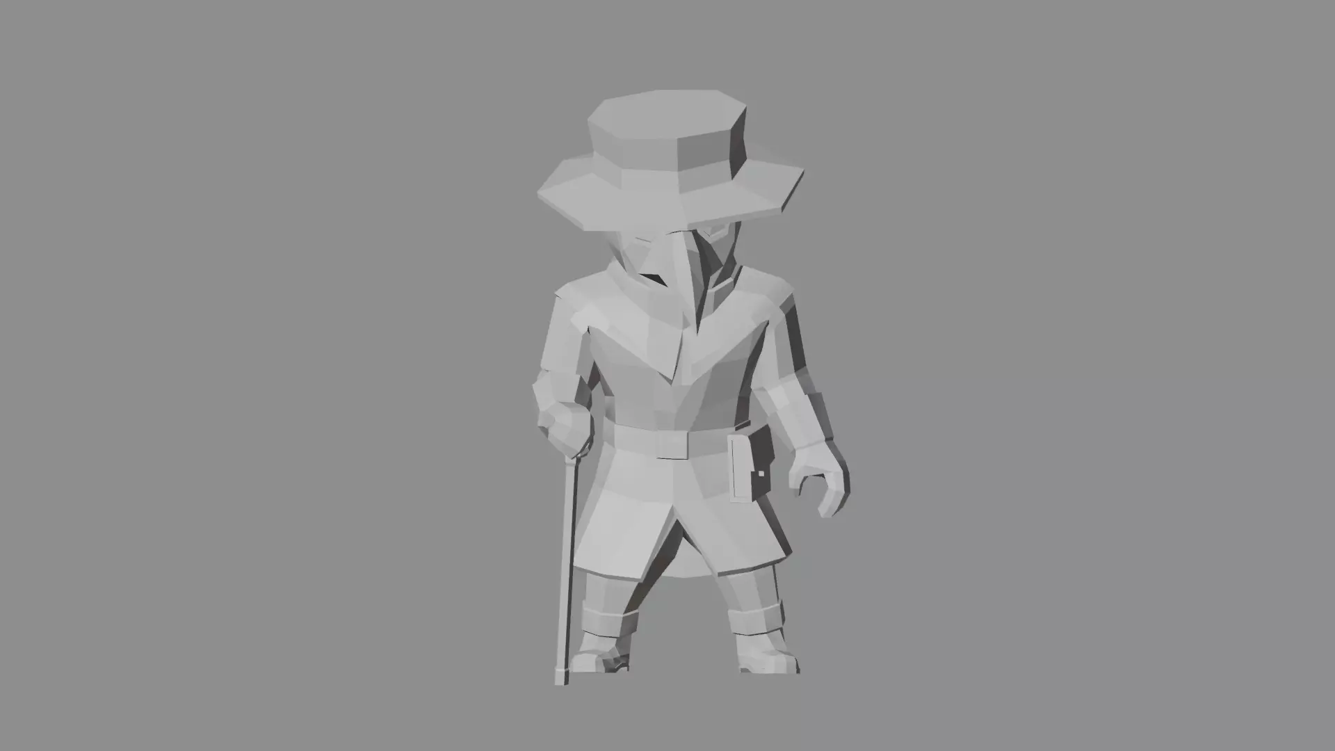 RIGGED and ANIM VERSION LOW-POLY PLAGUE DOCTOR Low-poly 3D model_9