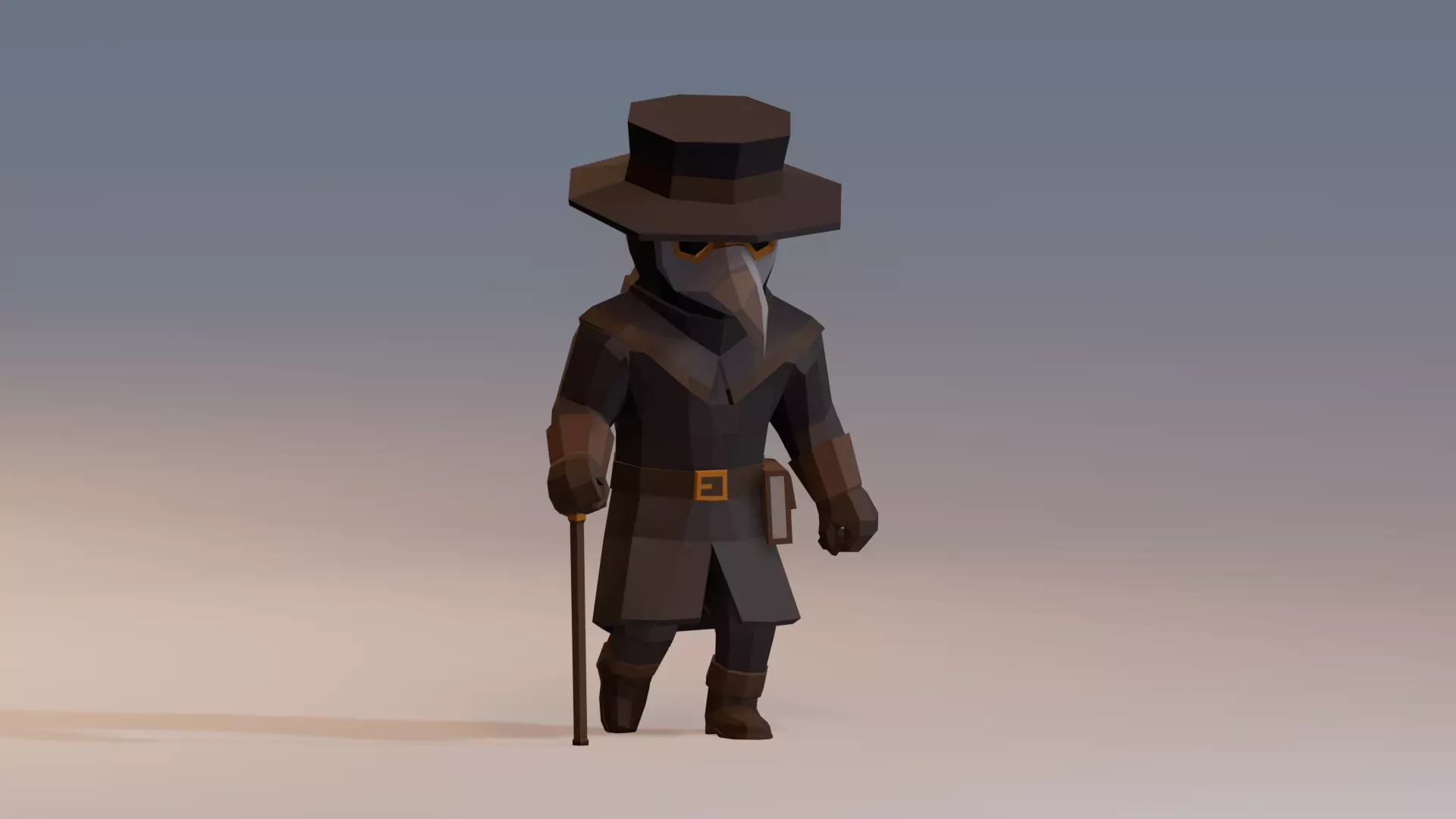 RIGGED and ANIM VERSION LOW-POLY PLAGUE DOCTOR Low-poly 3D model_2