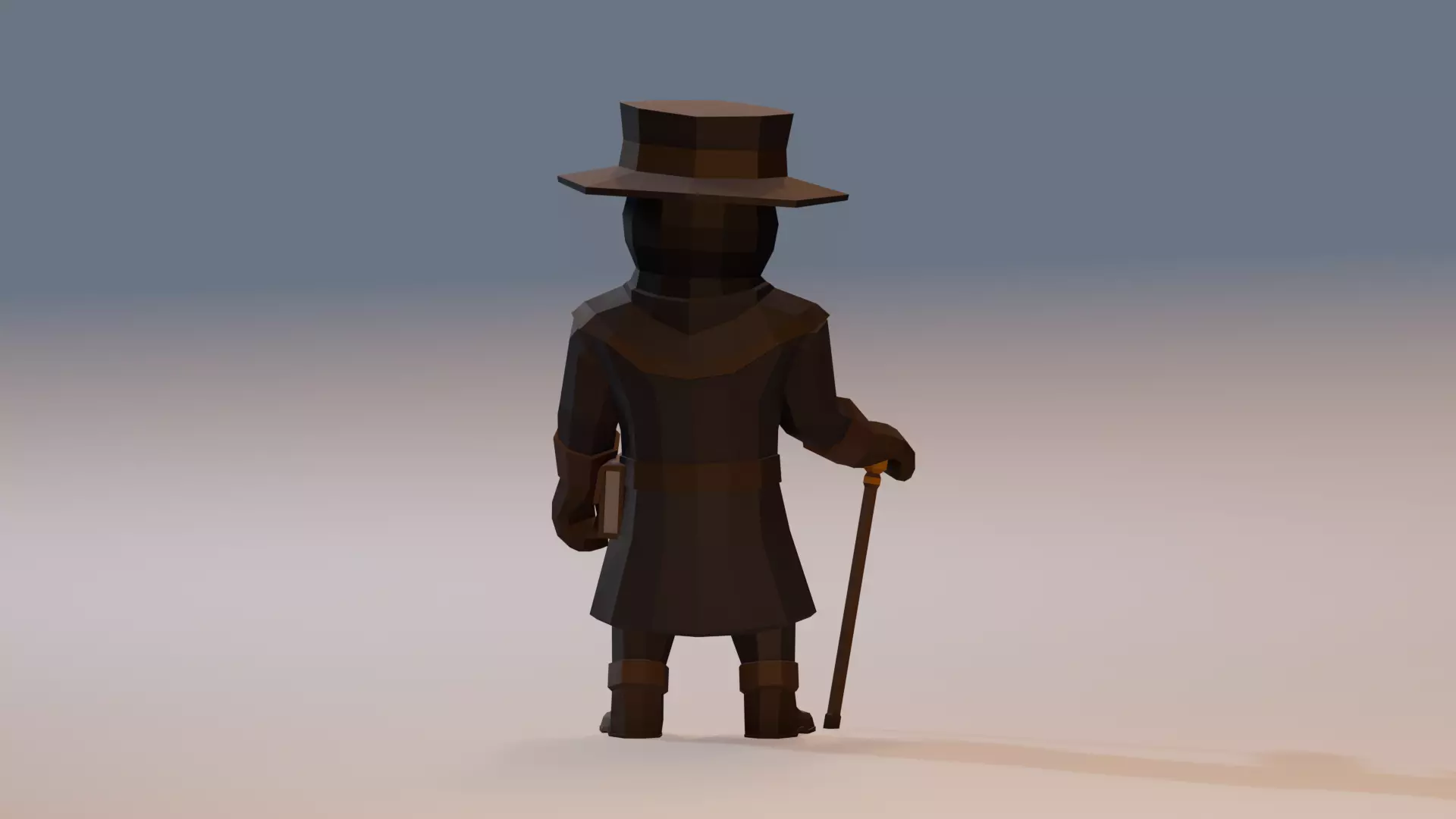 RIGGED and ANIM VERSION LOW-POLY PLAGUE DOCTOR Low-poly 3D model_3