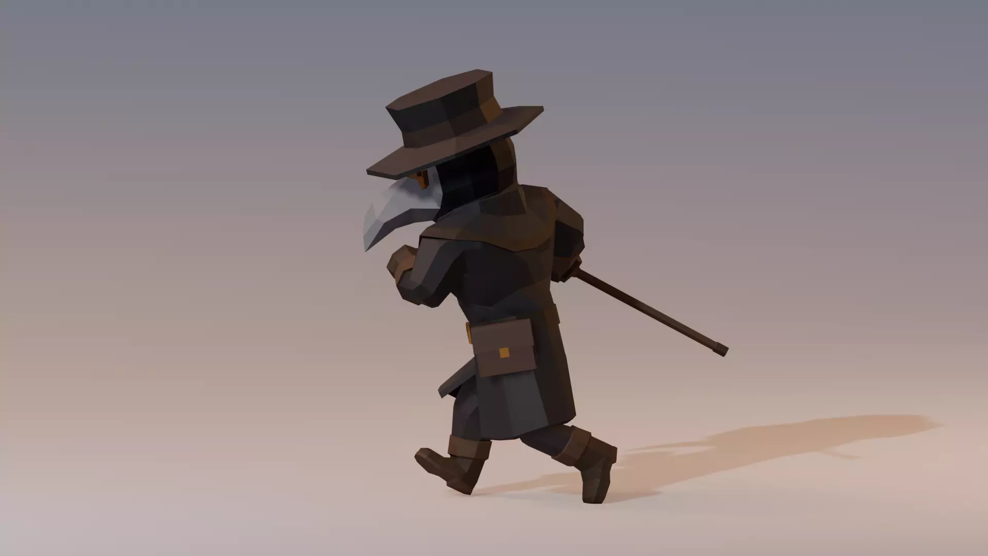 RIGGED and ANIM VERSION LOW-POLY PLAGUE DOCTOR Low-poly 3D model_5