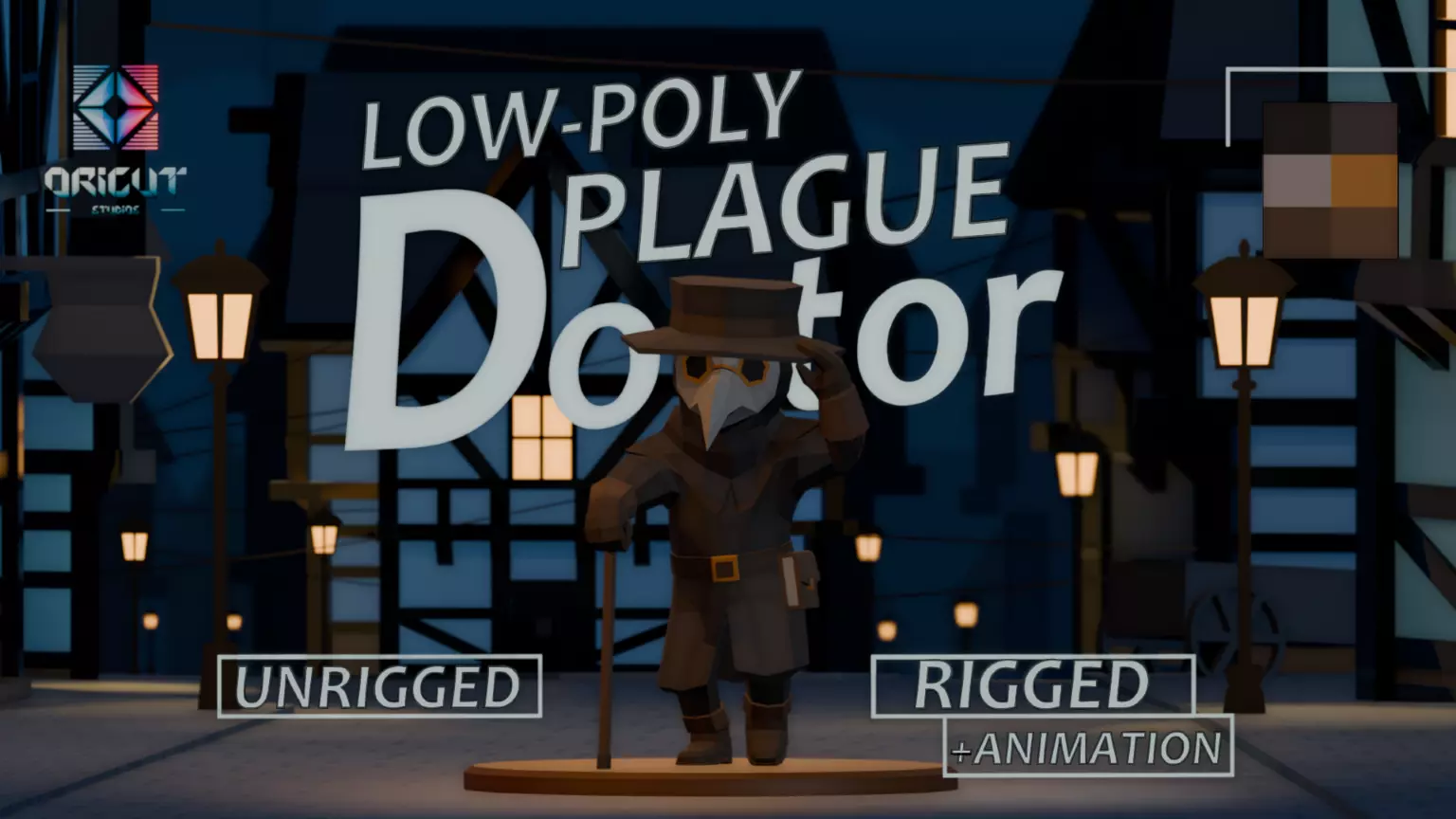 RIGGED and ANIM VERSION LOW-POLY PLAGUE DOCTOR Low-poly 3D model_0