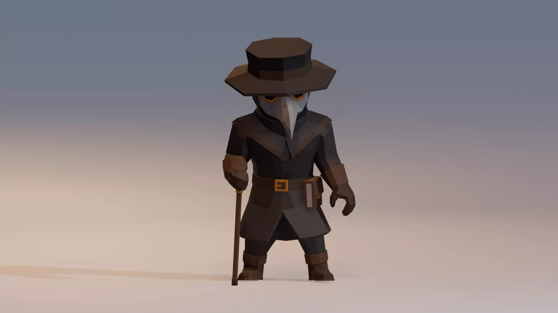 RIGGED and ANIM VERSION LOW-POLY PLAGUE DOCTOR Low-poly 3D model_6