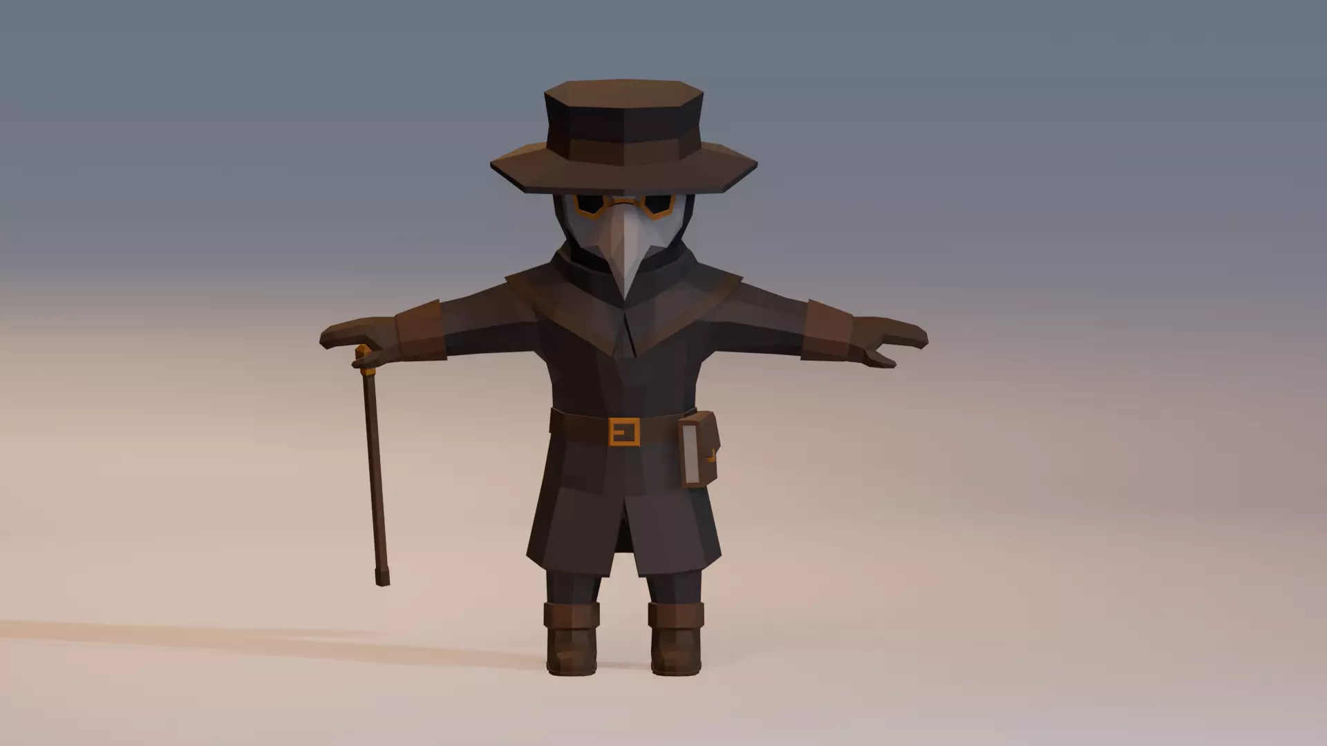RIGGED and ANIM VERSION LOW-POLY PLAGUE DOCTOR Low-poly 3D model_4
