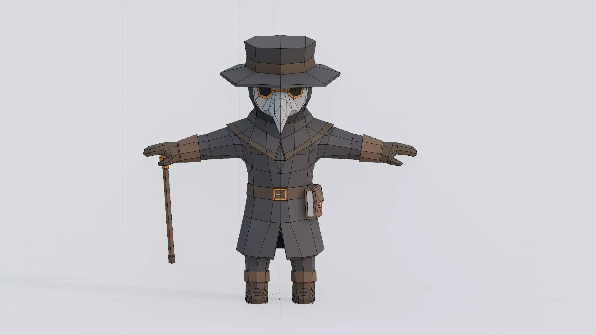 RIGGED and ANIM VERSION LOW-POLY PLAGUE DOCTOR Low-poly 3D model_10