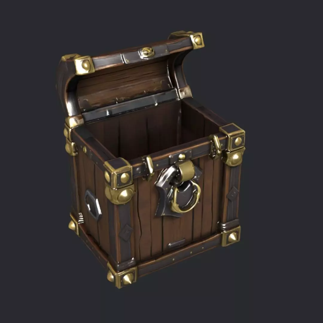 Stylized Treasure Chest Game Ready 3D Model FBX Textures Low-poly 3D model
