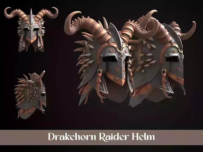 Stylized Viking Helmet - Drakehorn Raider 3D print model