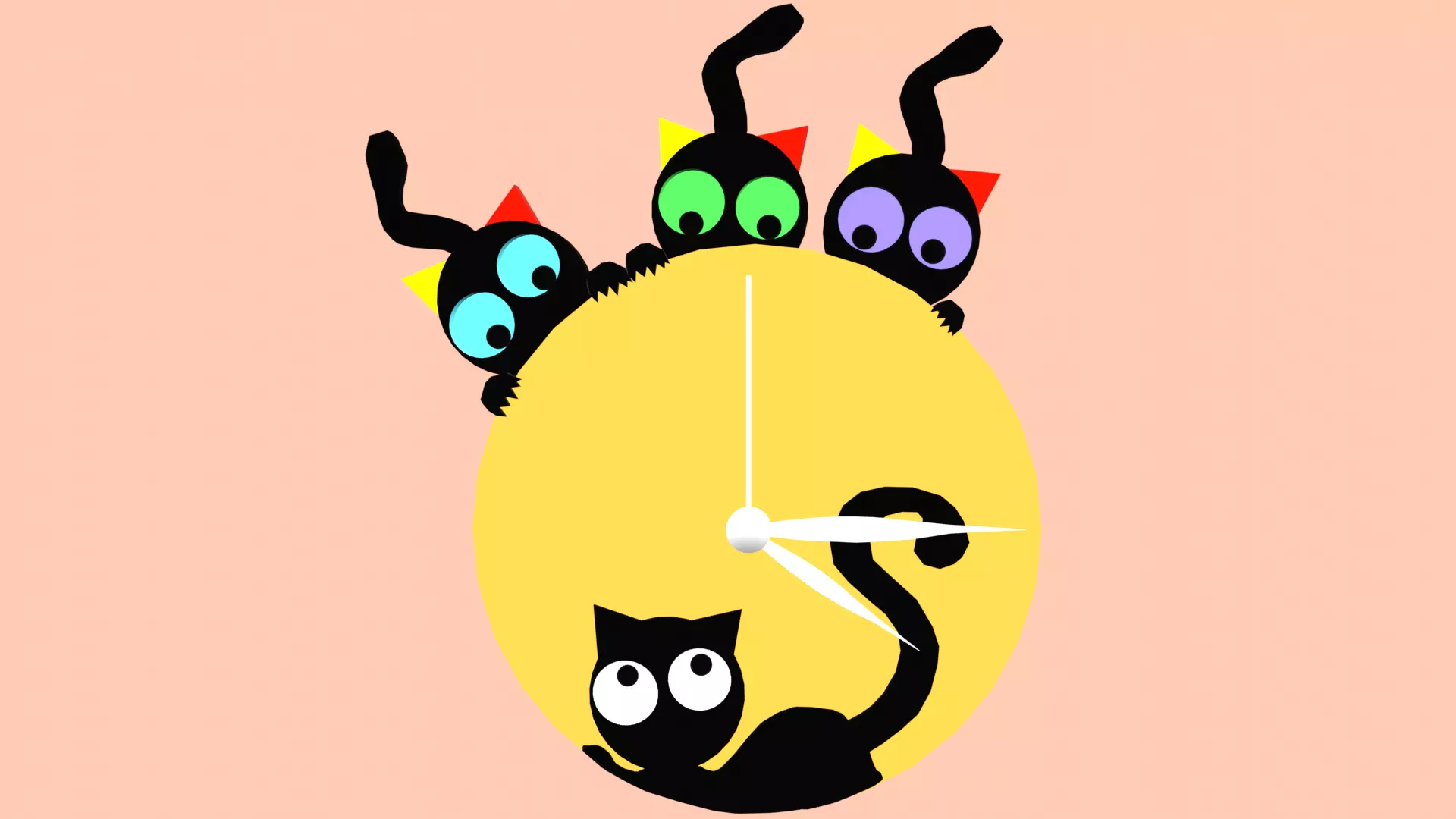 STYLIZED CARTOON CAT WALL CLOCK Free low-poly 3D model