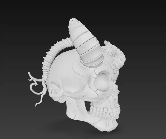 Sealed Sigil Skull - Stylized Horned Demon Mask with Ritual 3D print model_9