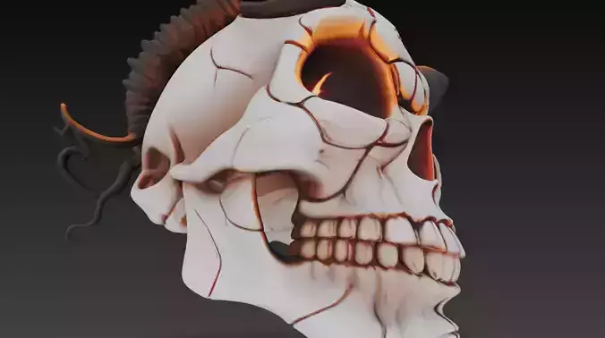 Sealed Sigil Skull - Stylized Horned Demon Mask with Ritual 3D print model