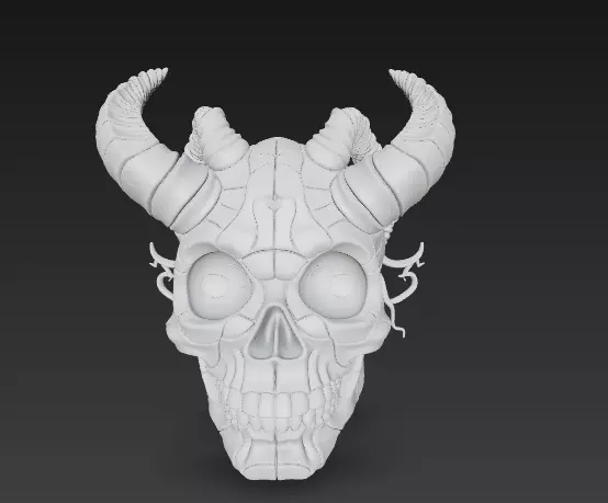 Sealed Sigil Skull - Stylized Horned Demon Mask with Ritual 3D print model_8
