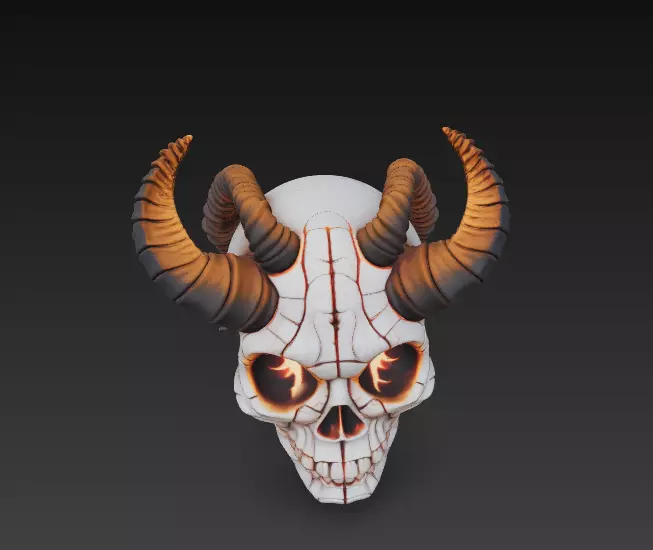 Sealed Sigil Skull - Stylized Horned Demon Mask with Ritual 3D print model_6