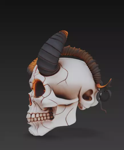 Sealed Sigil Skull - Stylized Horned Demon Mask with Ritual 3D print model_7