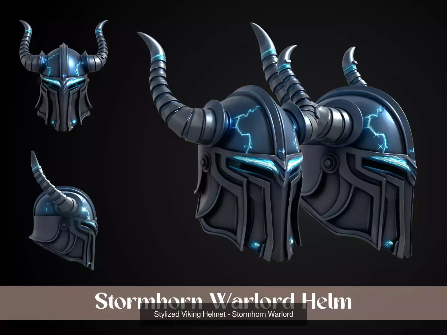Stylized Viking Helmet Pack 3D Model Collection_3