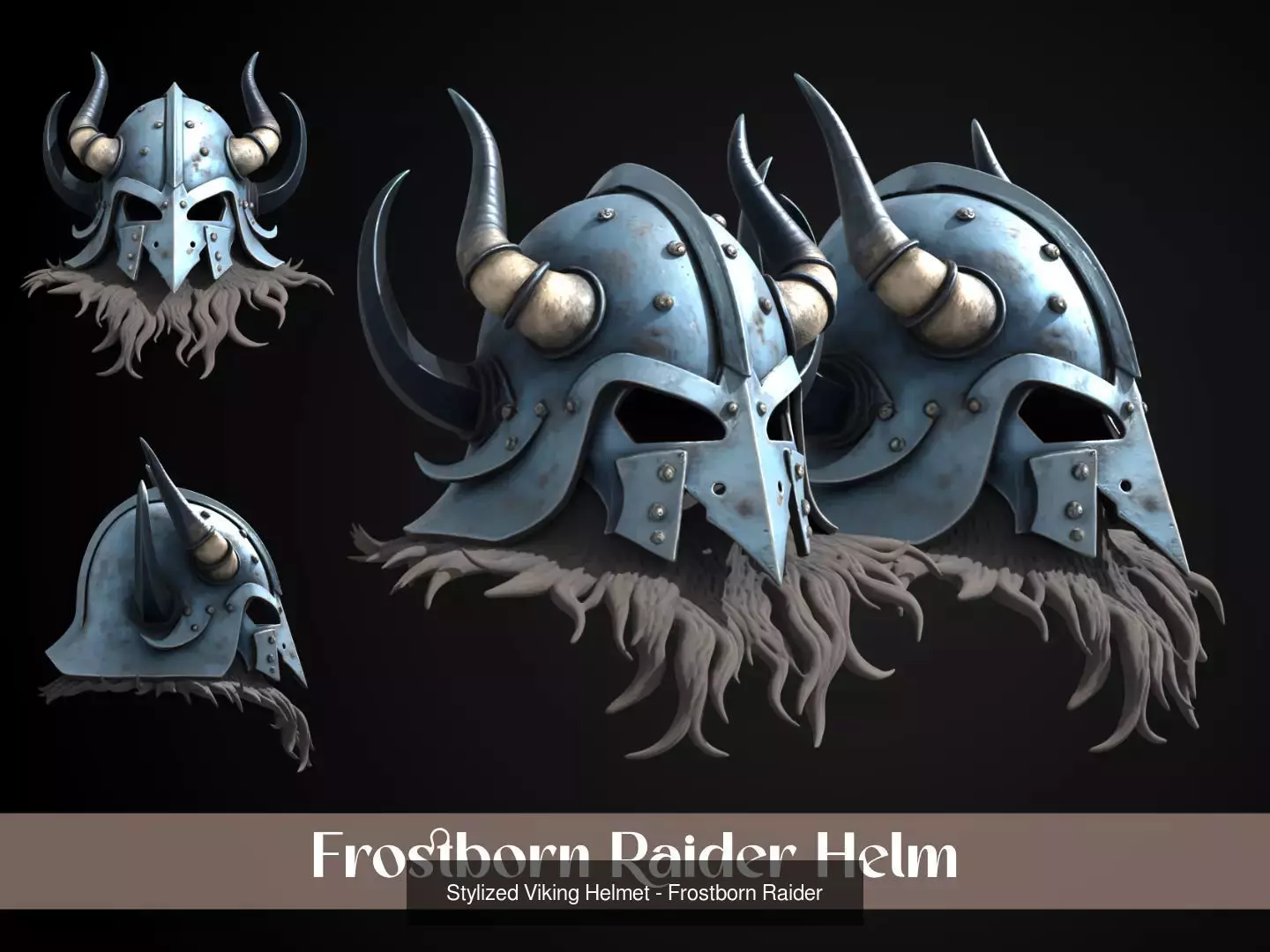 Stylized Viking Helmet Pack 3D Model Collection_2