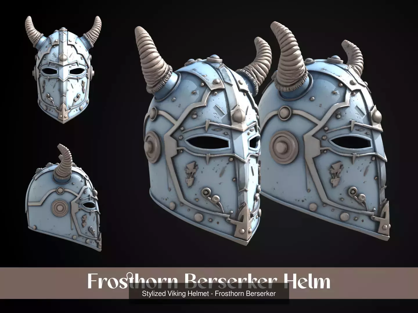 Stylized Viking Helmet Pack 3D Model Collection_1