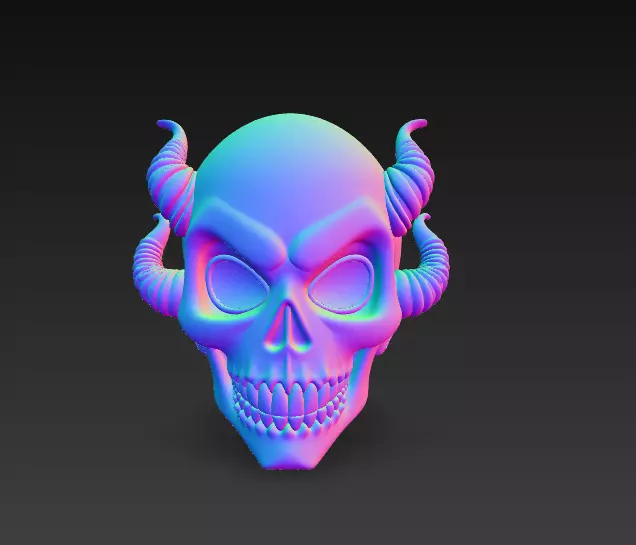 Infernal Horned Skull - Stylized Demonic Cracked Skull 3D print model_10