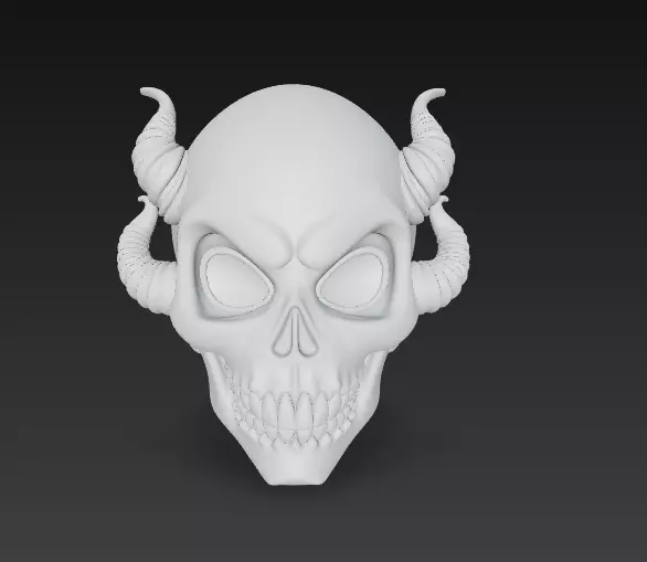 Infernal Horned Skull - Stylized Demonic Cracked Skull 3D print model_9