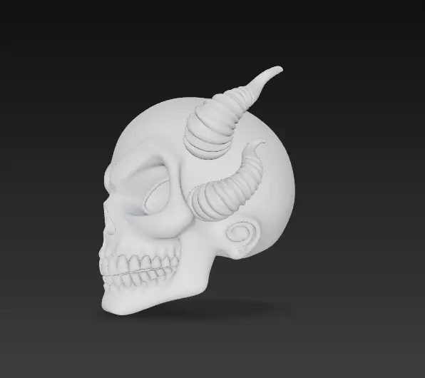 Infernal Horned Skull - Stylized Demonic Cracked Skull 3D print model_11