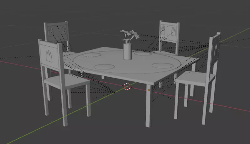 table and chair Low-poly 3D model_1