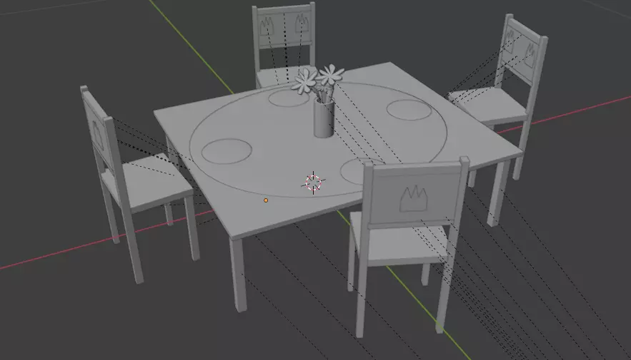 table and chair Low-poly 3D model_0