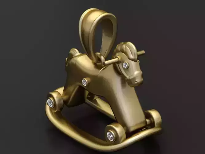  Gold rocking horse pendant 3D printable model  3D print model