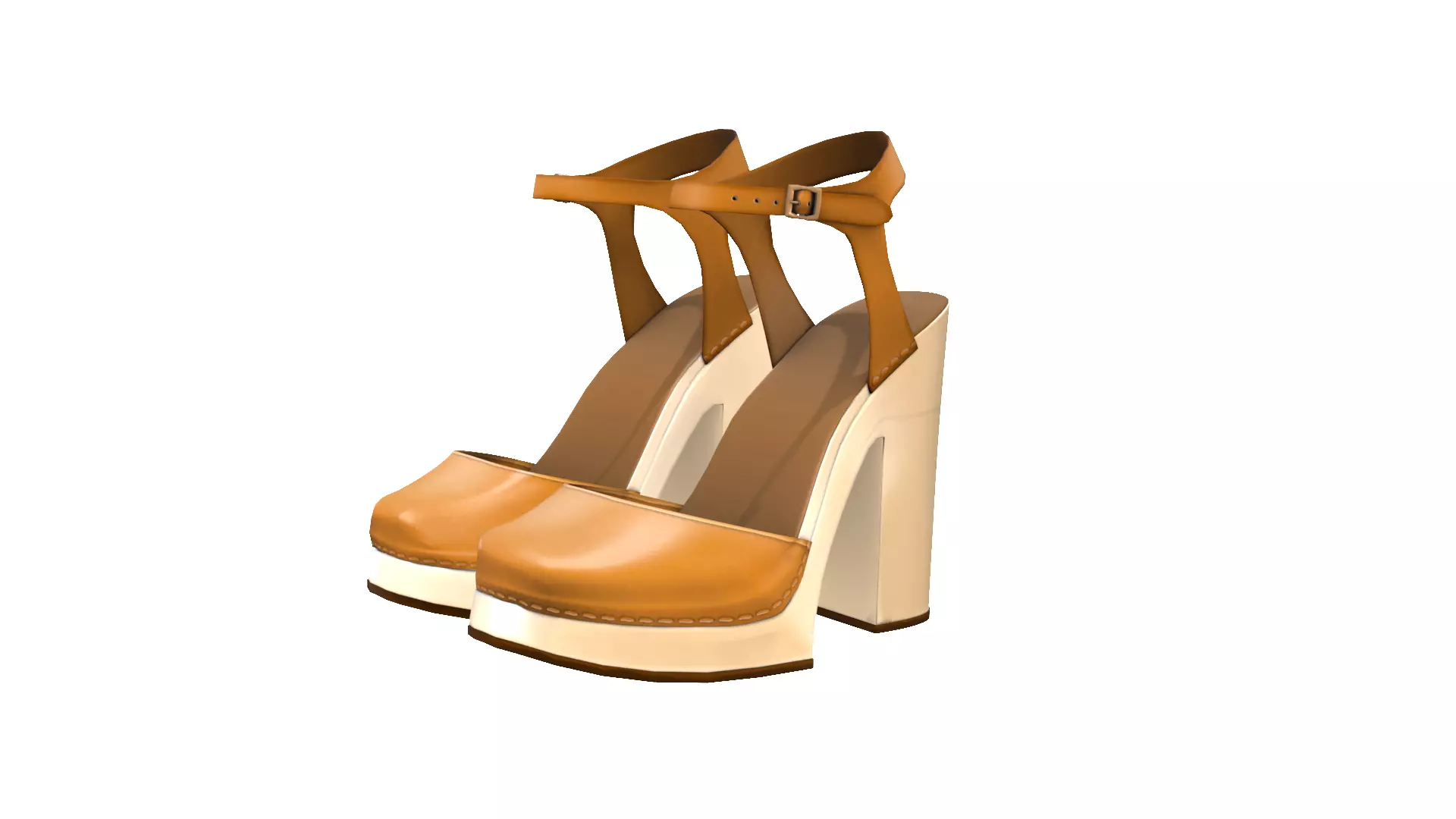 Realistic Brown Leather Sandal 3D Model - Footwear for Fashion Low-poly 3D model_2