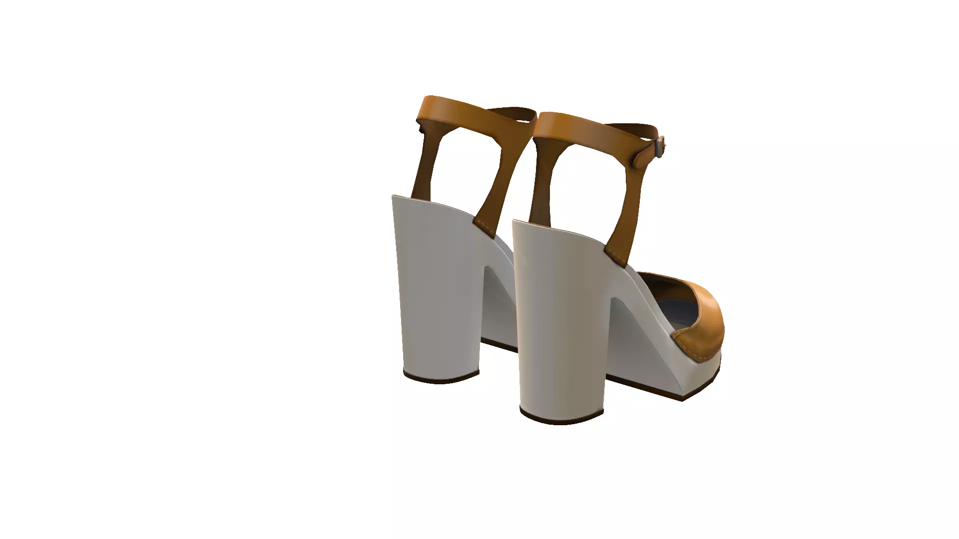 Realistic Brown Leather Sandal 3D Model - Footwear for Fashion Low-poly 3D model_4