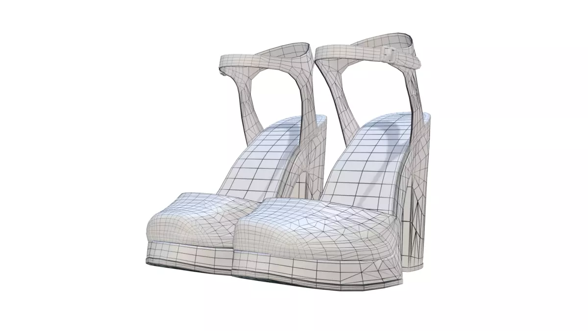 Realistic Brown Leather Sandal 3D Model - Footwear for Fashion Low-poly 3D model_7