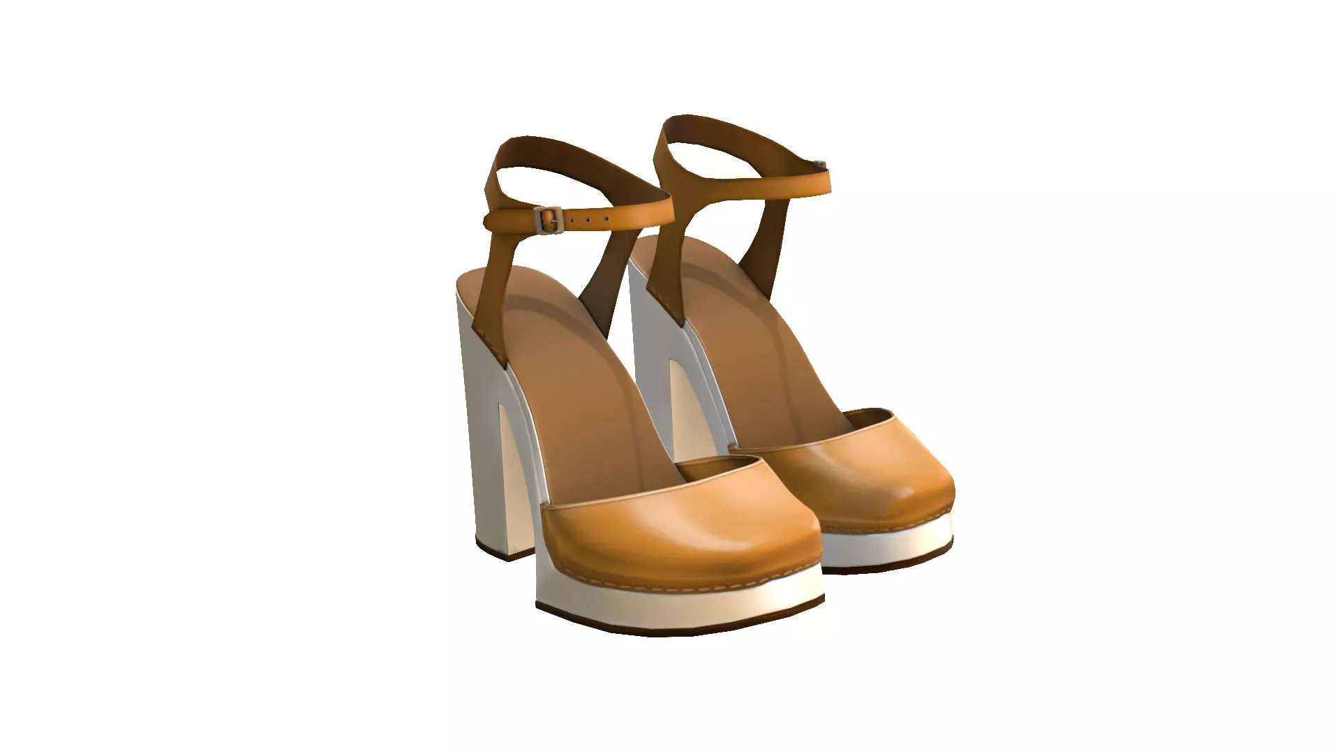 Realistic Brown Leather Sandal 3D Model - Footwear for Fashion Low-poly 3D model_0