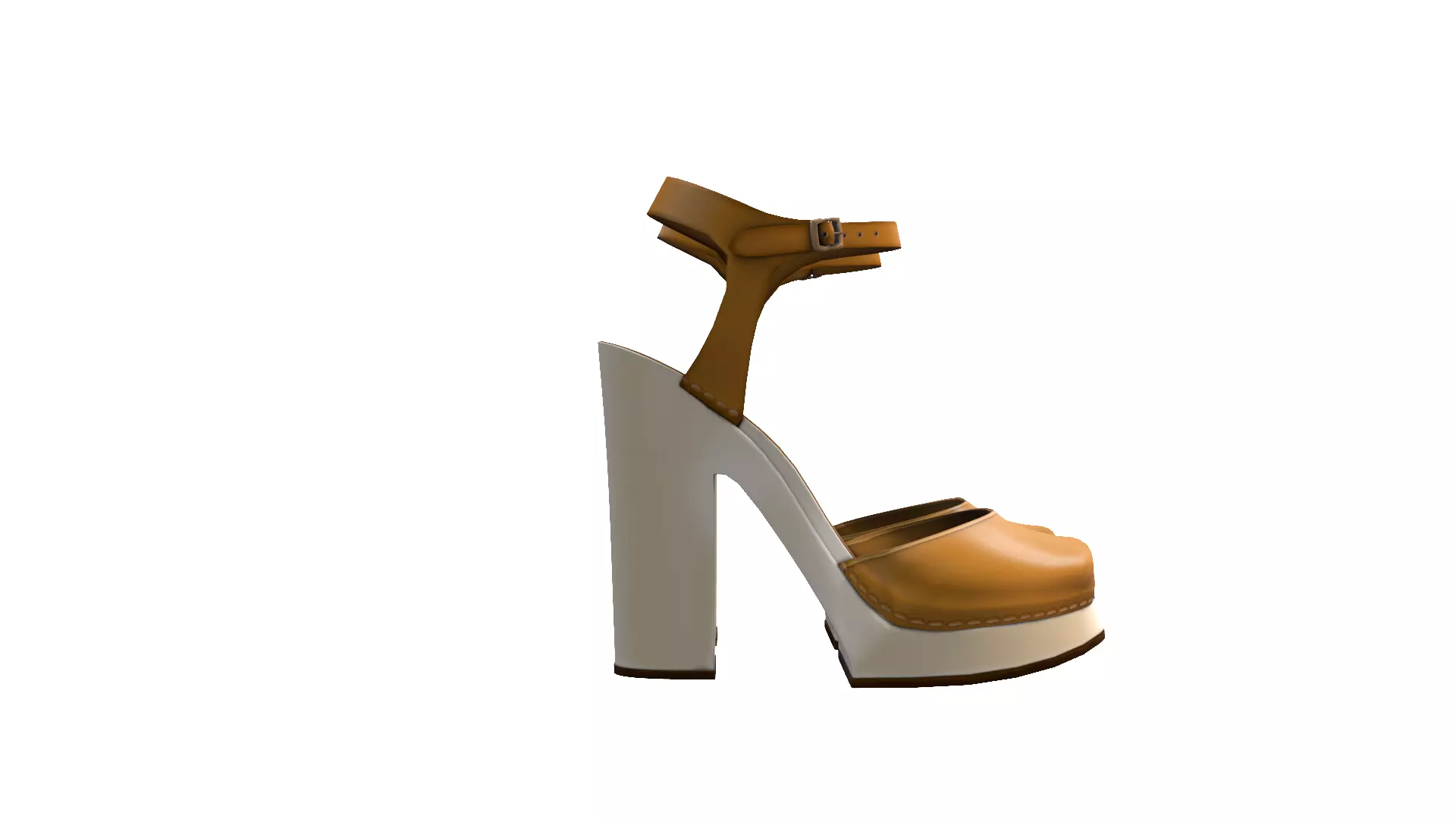Realistic Brown Leather Sandal 3D Model - Footwear for Fashion Low-poly 3D model_3
