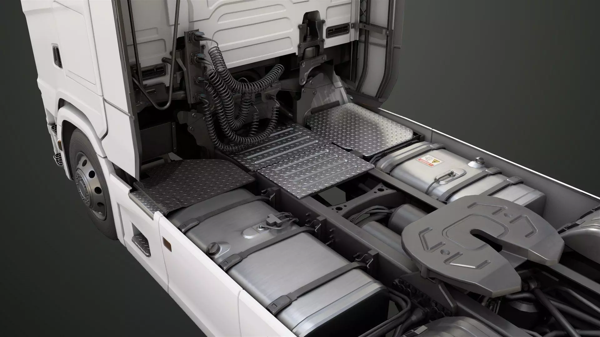 Heavy Truck Chassis 06  Interior All PBR Unity UE Textures Low-poly 3D model_16