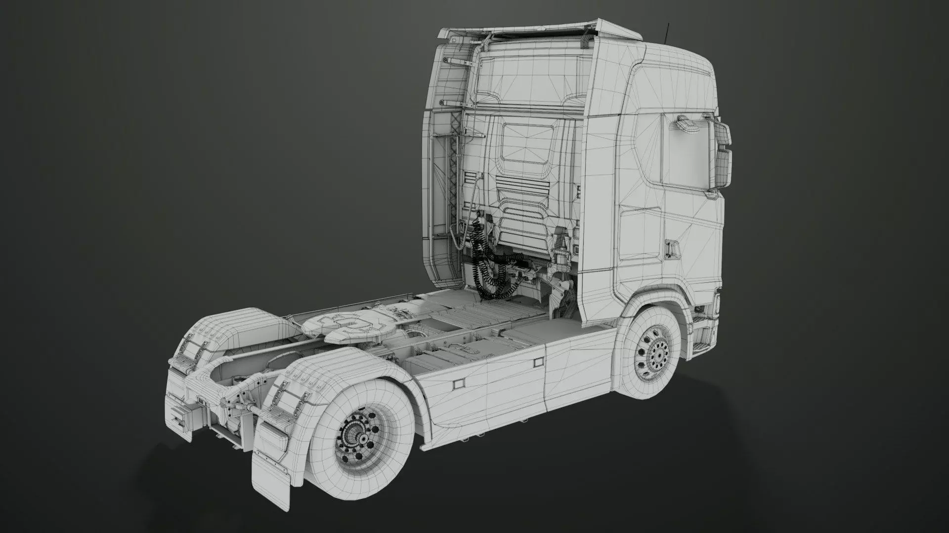 Heavy Truck Chassis 06  Interior All PBR Unity UE Textures Low-poly 3D model_43