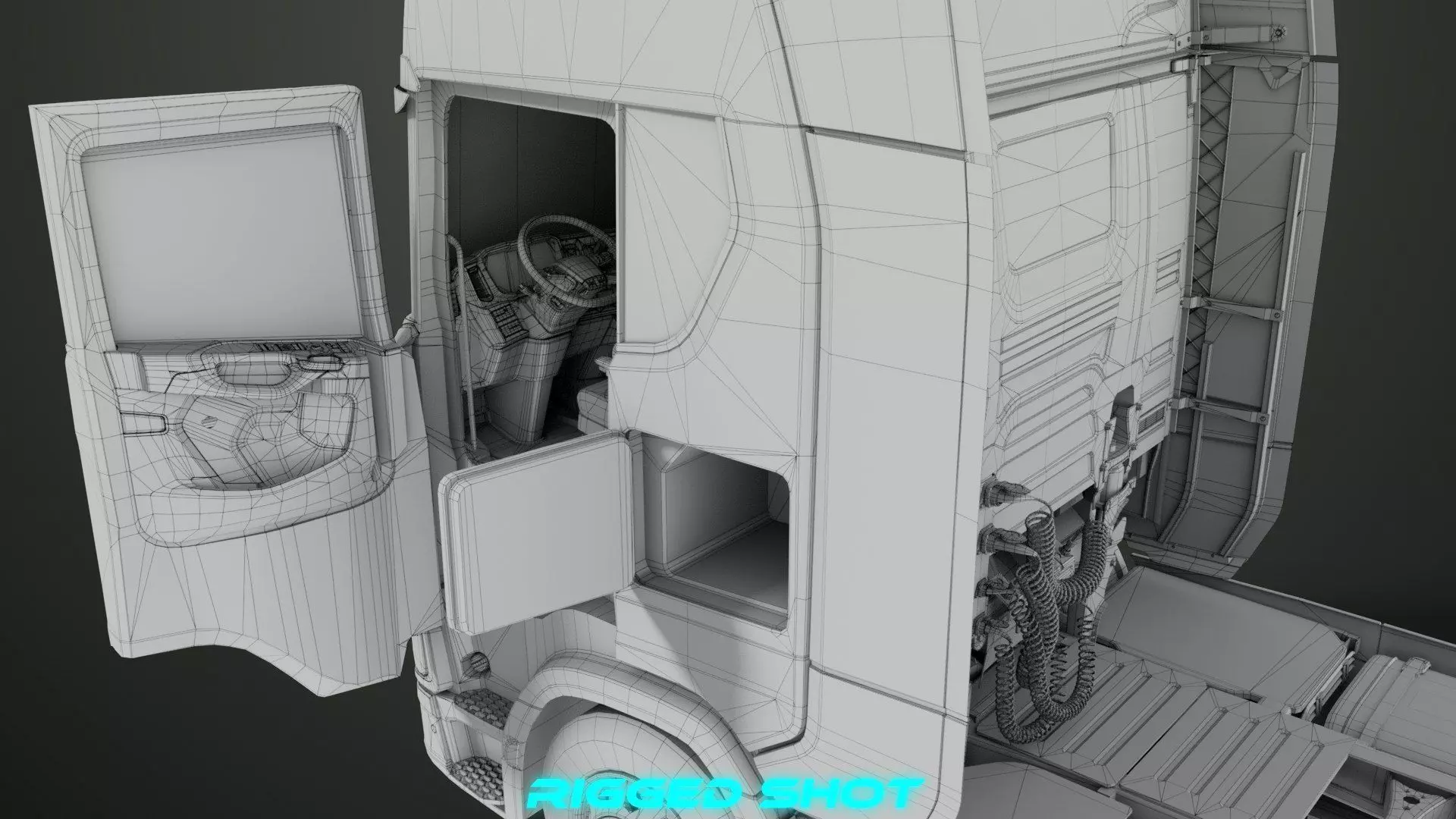 Heavy Truck Chassis 06  Interior All PBR Unity UE Textures Low-poly 3D model_51