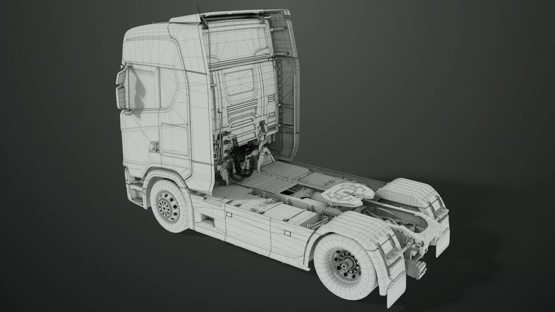 Heavy Truck Chassis 06  Interior All PBR Unity UE Textures Low-poly 3D model_45