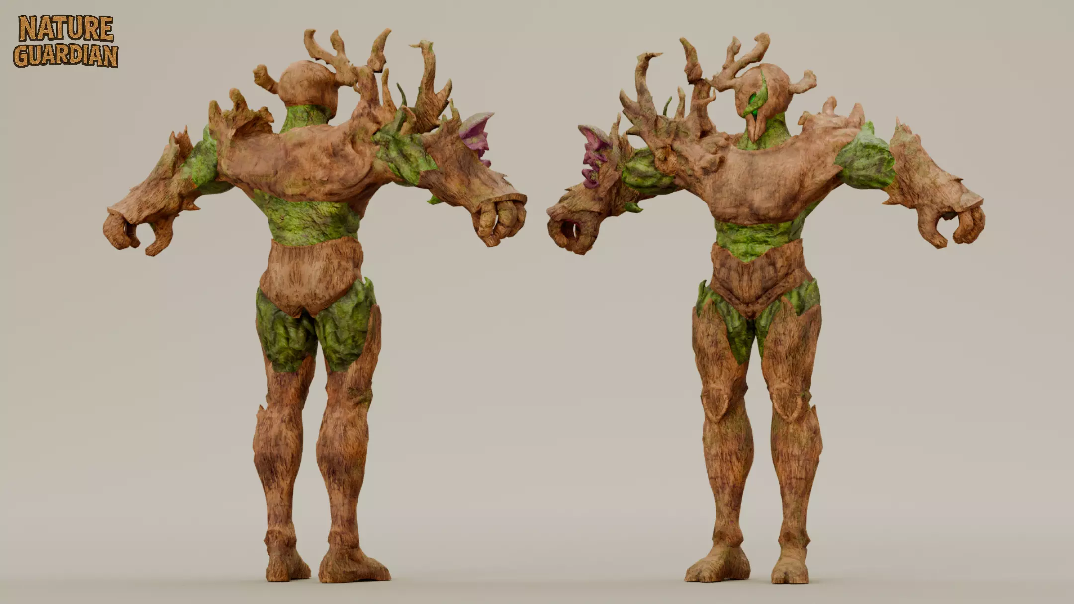 Nature Guardian Character Low-poly 3D model_5