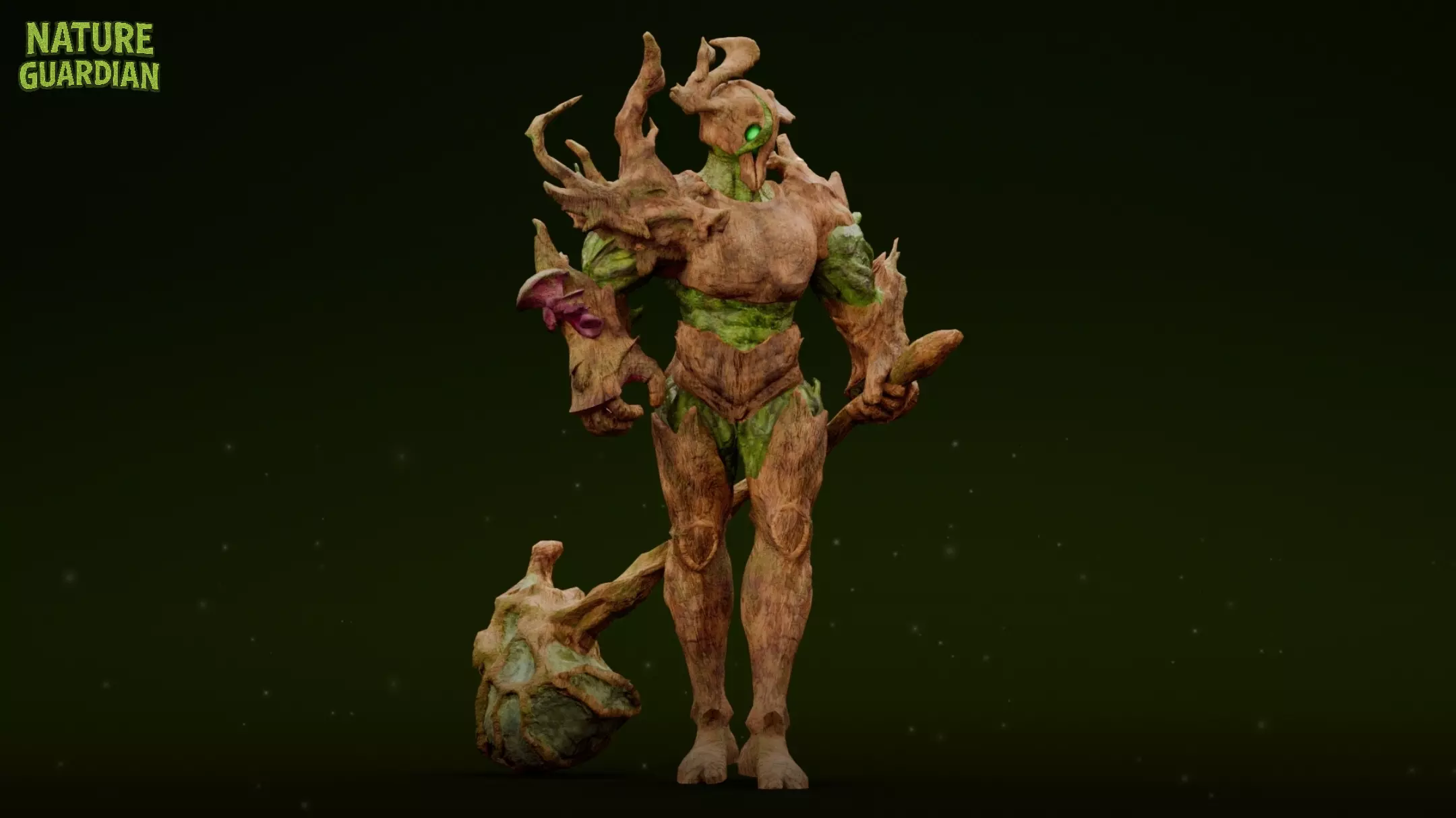 Nature Guardian Character Low-poly 3D model_0