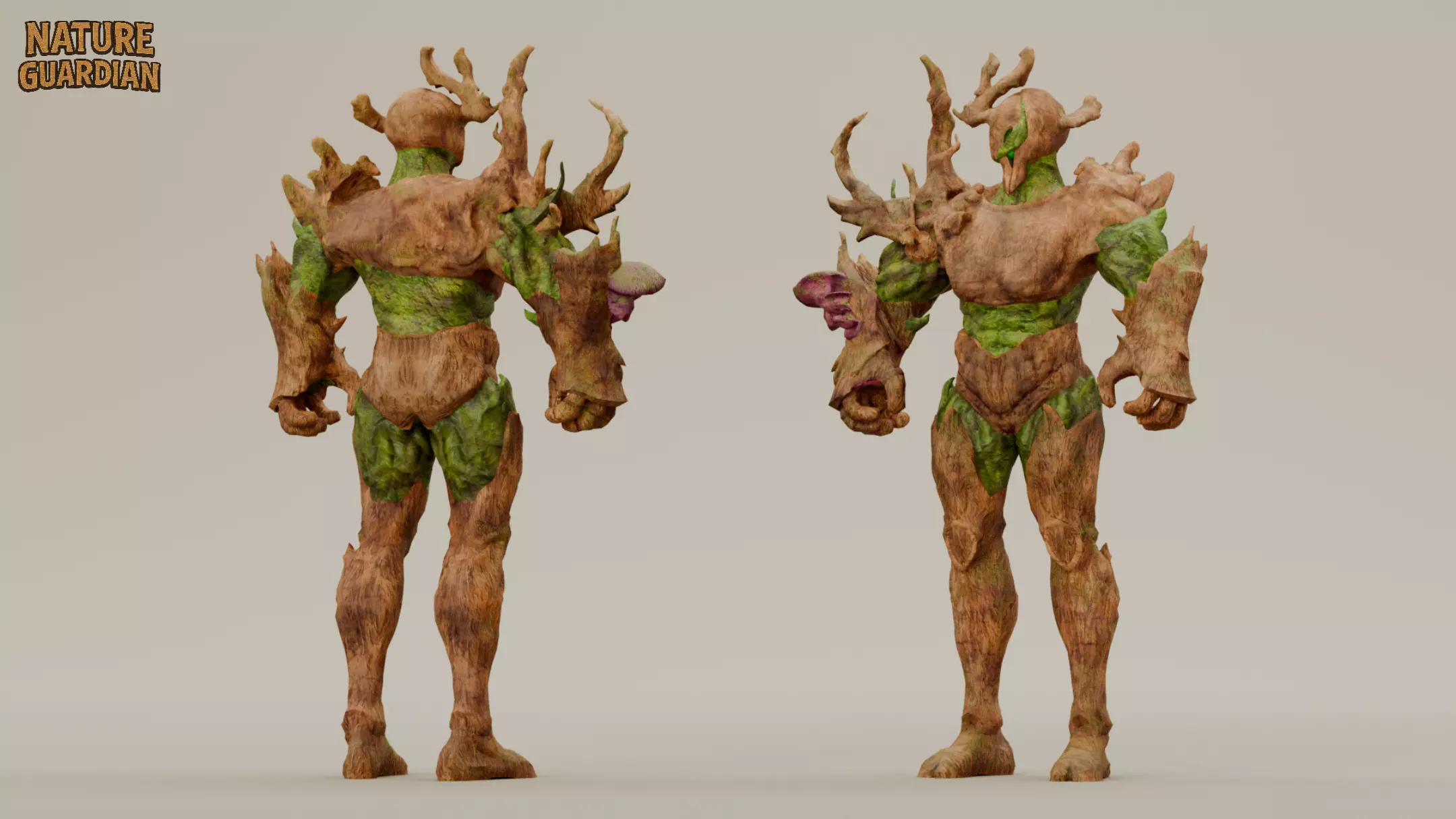 Nature Guardian Character Low-poly 3D model_1