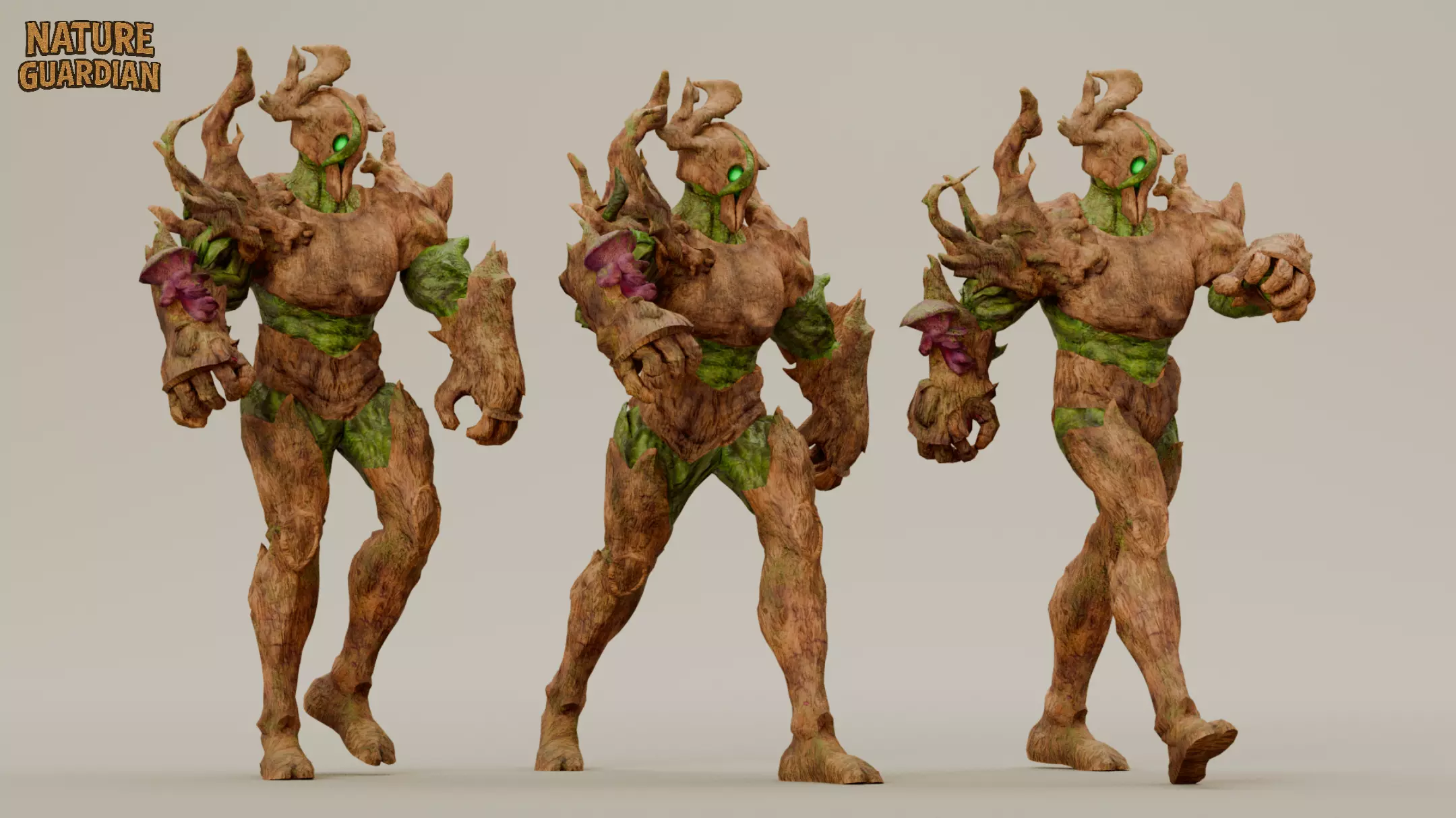 Nature Guardian Character Low-poly 3D model_6