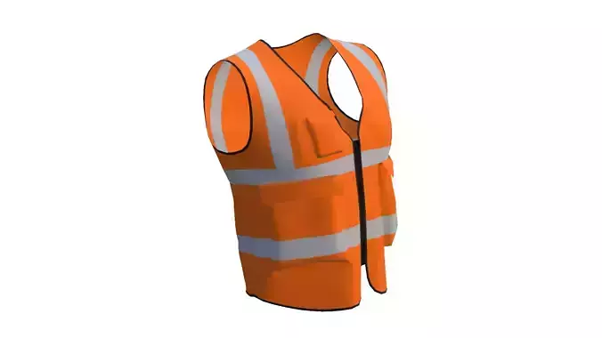 Low Poly Worker Vest 3D Model - High-Visibility Safety Low-poly 3D model