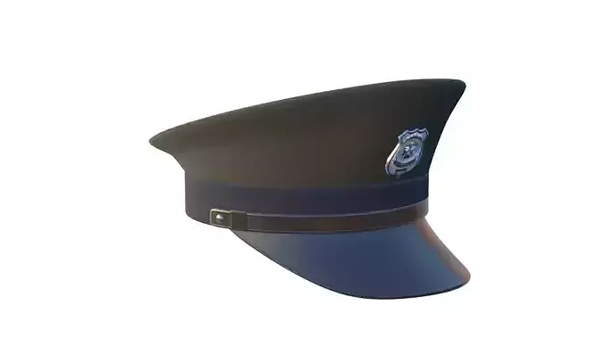 Realistic Police Cap 3D Model - Authentic Law Headgear