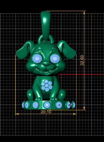 Gold puppy pendant 3D printable model 3D print model_3