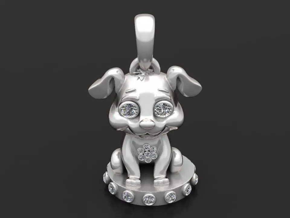 Gold puppy pendant 3D printable model 3D print model_2